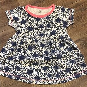 Floral Baby Dress with Pink Trim
